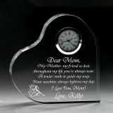 Crystal Glass Heart with Clock for Wedding Favor Gift