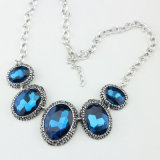 Big Size Blue Crystal Glass Fashion Briliant Jewelry Necklace