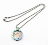 Rainbow 316L Stainless Steel Floating Locket Pendant Necklace