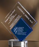 Blue Color Crystal Glass Award with Custom Printing