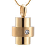 Fashion Gold Cylinder Memorial Urn Pendant Jewellery with Shinny Crystal