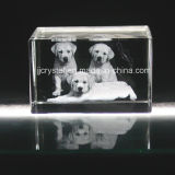 Crystal 3D Laser Dog Animal Cube for Holiday Gifts or Wedding Gifts