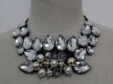 Fashion Costume Jewelry Bead Crystal Pearl Chunky Choker Necklace (JE0083)