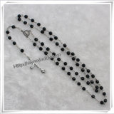 Plastic Beads with Black Section Catholic Rosary (IO-cr273)