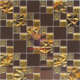 Flower Pattern Gold Leaf Crystal Mix Metal Mosaic (CFM921)