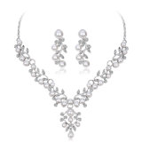 2018 Pearl Rhinestone Jewelry Sets for Wedding Elegant Necklace Earrings
