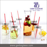 7PCS Clear Glass Juice Drinking Set with Straw
