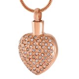 Bling Bling Crystal Heart Necklace Women Stainless Steel Cremation Jewelry