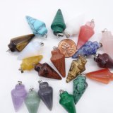 Natural Gemstone Agate Stone Mulit Color Cone Pendants