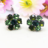 Fashion Emerald Crystals Flower Earrings Jewelry