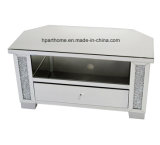 Hot Sale Glass TV Stand TV Unit with One Drawer and Cable Hole
