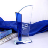 Blue and White Crystal Glass Block Personal Customization Lettering Trophy