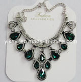 Lady Fashion Jewelry Green Waterdrop Glass Crystal Pendant Necklace (JE0211-green)