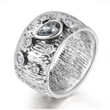 Wholesale Retro Silver Plating Round Crystal Fashion Jewelry Finger Ring