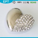 8GB Silver Crystal Heart Shape Jewelry USB Flash Drive with Necklace