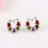 Fashion Gold Crystal Flower Stud Earring Jewelry