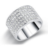 White Gold Fashion Jewelry Ring with Crystal Rhinestones