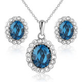 Wholesale Blue Crystal Bead Pendant imitation Alloy Jewelry Set
