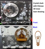 3D Inner Laser Chinese Flower Crystal Iceberg Clock Gifts