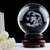 Transparent 3D Engrave Crystal Ball with Base