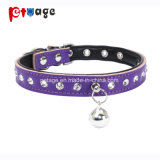 Cat Leather Collar with Crystal New Clear Bells Pet Collar Pet Product