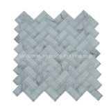 Herringbone White Carrara Design of Glass Mosaic