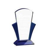 Blue Arched Crystal Trophy.