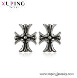 95877 Xuping Cross Shaped Stainless Steel Silver Color Stud Earrings