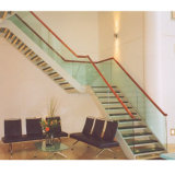 Carbon Steel Solid Wood Handrail Design Straight Staircase