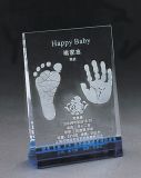 Personalized Baby Crystal Trophy Award Souvenir with The Foot Print