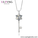 Necklace-00455 Xuping Snowflake Key Silver Color Chain Turkish Gold Necklace Crystals From Swarovski