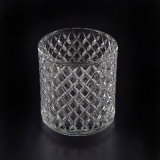 Straight Candle Jar with Faceted Pattern