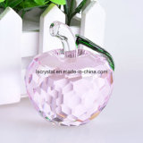60mm Pink Crystal Glass Faceted Apple Paperweight for Decoration