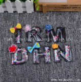 Flower 3D Letter Patch Crystal Beads Motif Applique for Clothing