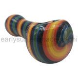Vertical Orange Blue Colored Stripes Spoon Pipe (ES-HP-194)