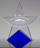 Blue Star Crystal Glass Trophy for Wholesale