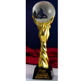 Celeberating Trophy Gold Metal Globe Glass Crystal Trophy Awards Gifts