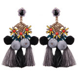 Fashion Handmade Point Beads Ball Pompom Tassel Earrings Gift Jewelry