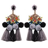 Fashion Handmade Point Beads Ball Pompom Tassel Earrings Gift Jewelry