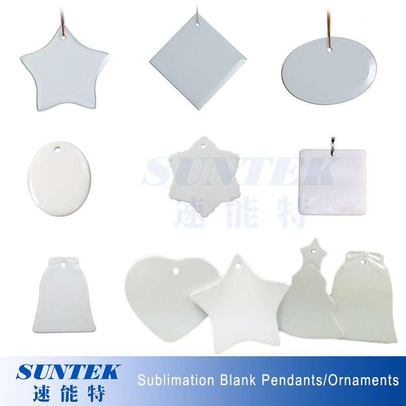Sublimation Blank Coated Pendant White Ceramic Ornaments