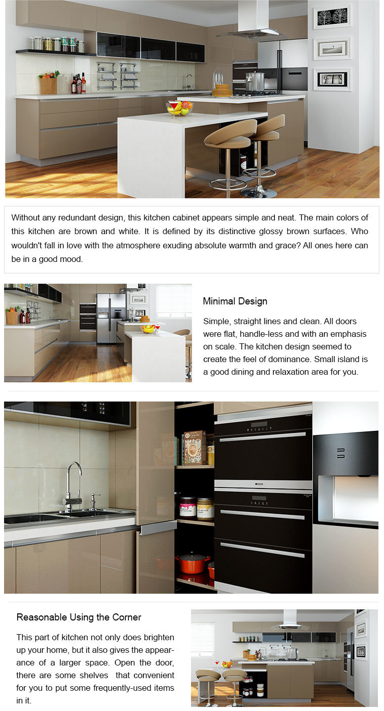 Modern High Gloss Lacquer Wooden Kitchen Cabinet with Island (OP16-L16)
