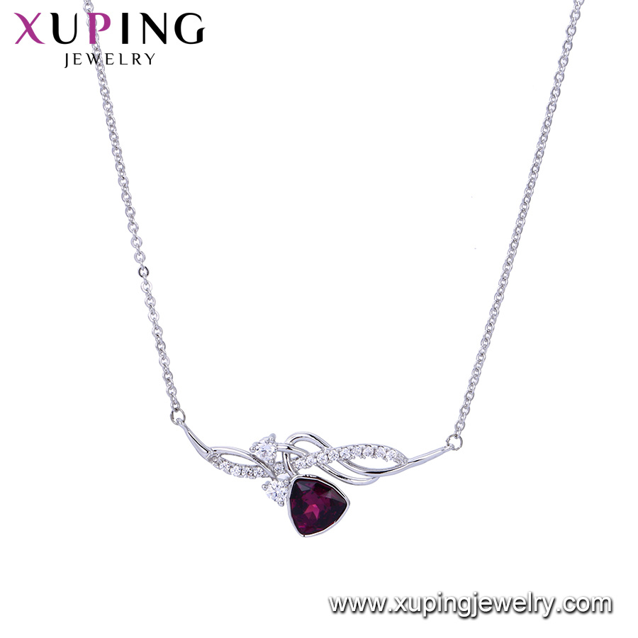 44310 Latest Design Rhodium Color Necklace Delicate Diamond Pendant Crystals From Swarovski