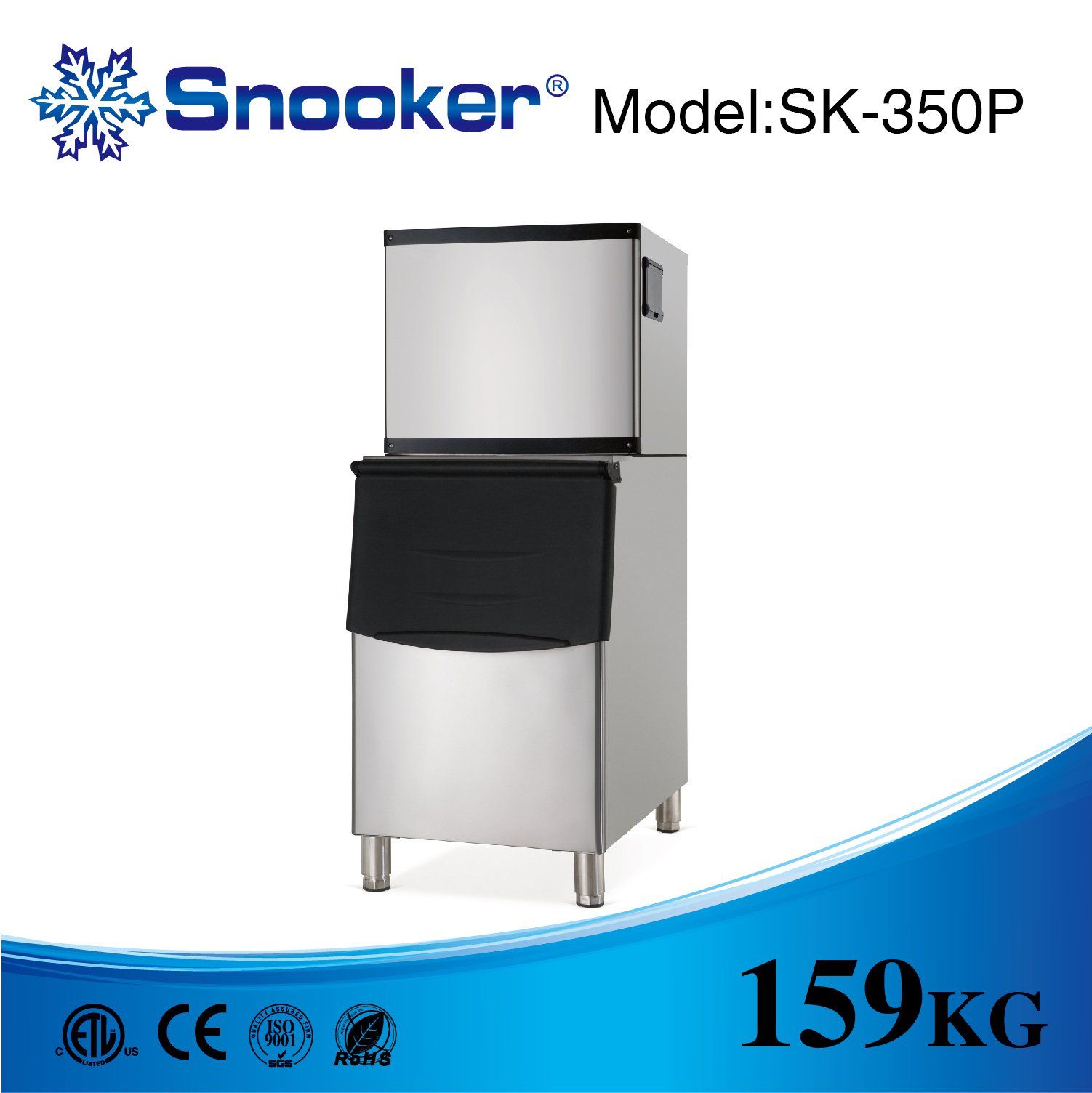 304 Stainless Air Cooling Commercial Sk-350p Ice Machine