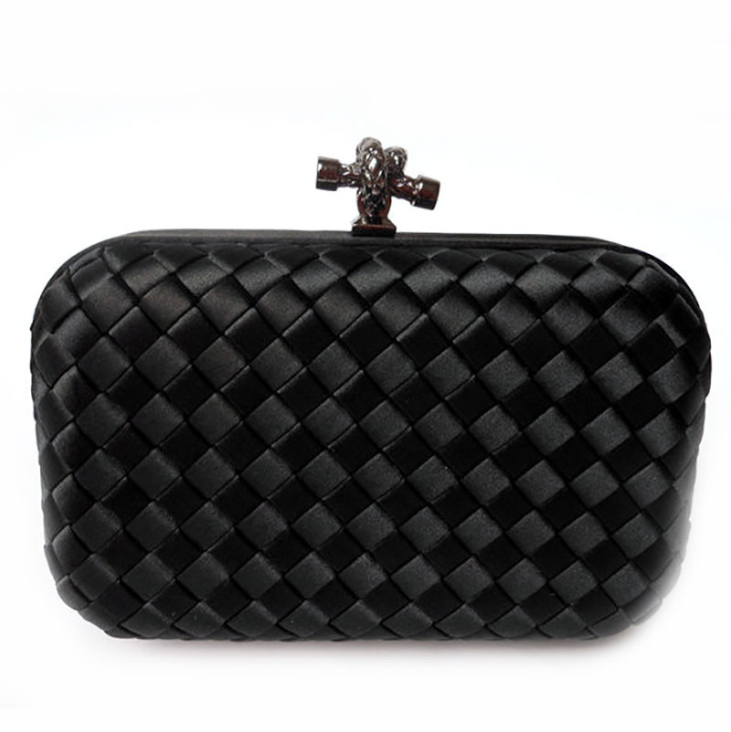 New Party Bag Woven Box Lady Handbag Knot Clutch Bag