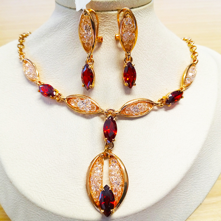 2018 Ladies Wedding Jewelry Set Cubic Zirconia Stone Gold Plated Jewelry Set