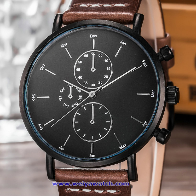 Custom Logo Quartz Men's Watch Crystal Swiss Wrist for Man (WY-17013B)