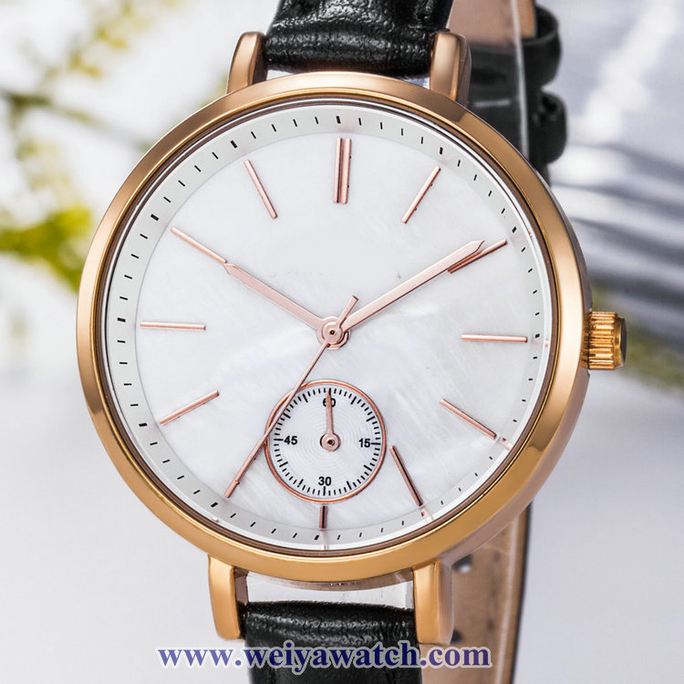 OEM Leather Strap Ladies Quartz Wist Watches, Lady Watch (WY-17032)