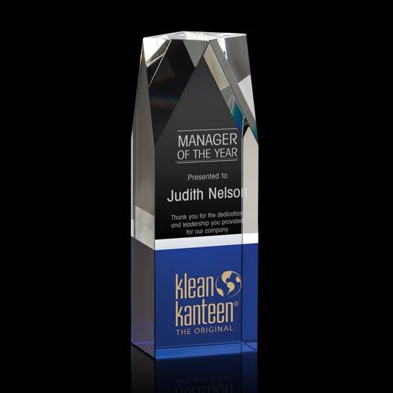 New Design Crystal Trophy President Award Tower with Blue Base
