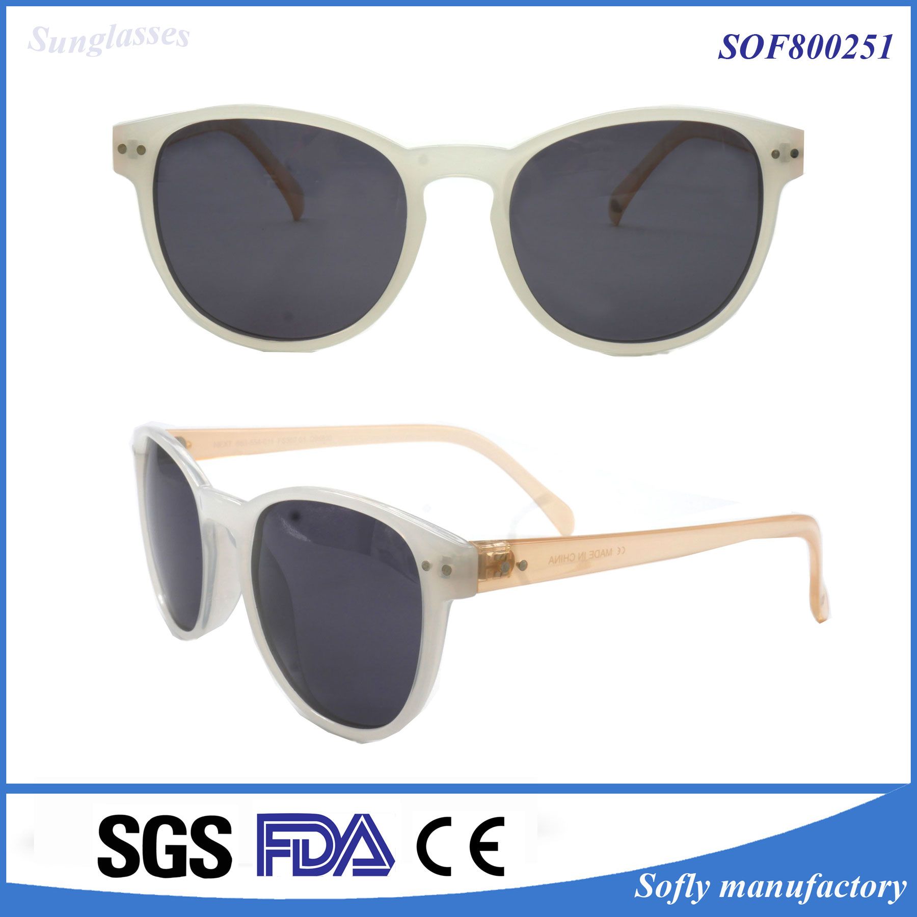 China Factory Supply Light-Color Simple Design Smoke Lens Optical Glasses