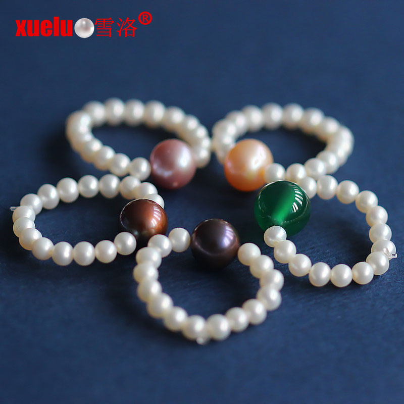 Small Round Natural Freshwater Pearl Rings Designs for Girls (E170001)